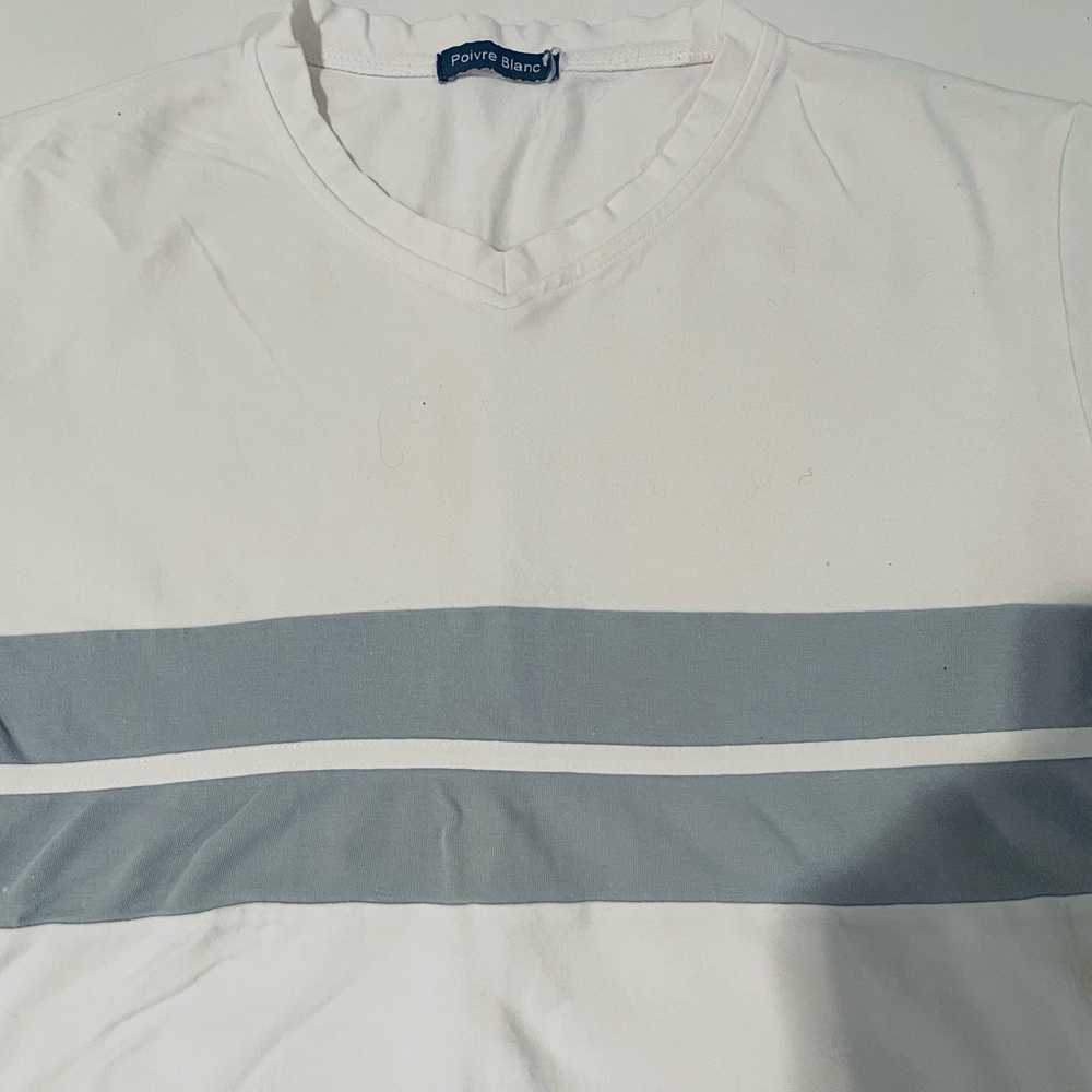 Poivre Blanc White Gray Stretch French T-shirt.